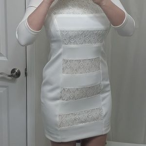 SD Collection White Dress Lace Accents size 10